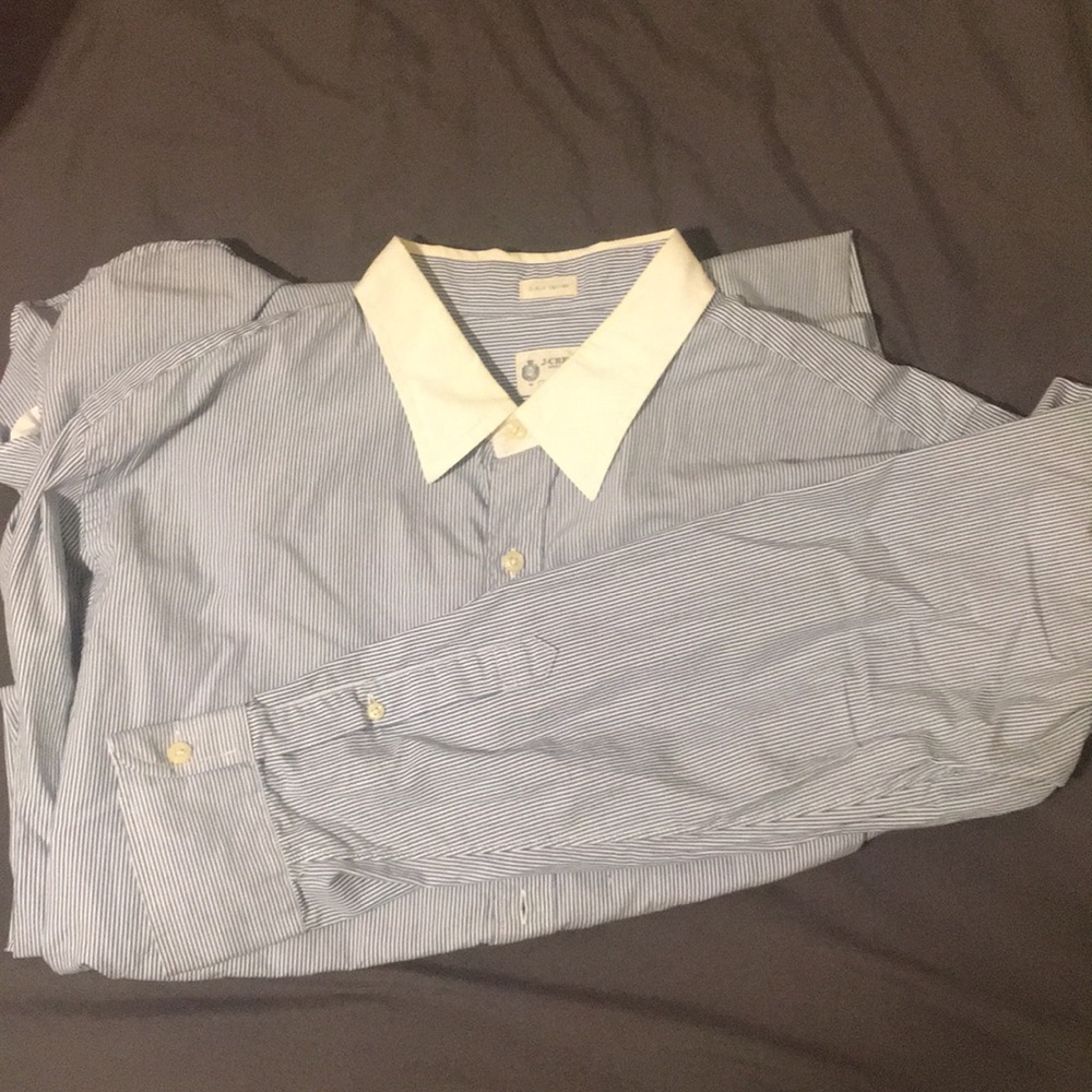 J. Crew Men’s Dress Shirt, contrasting Collar L